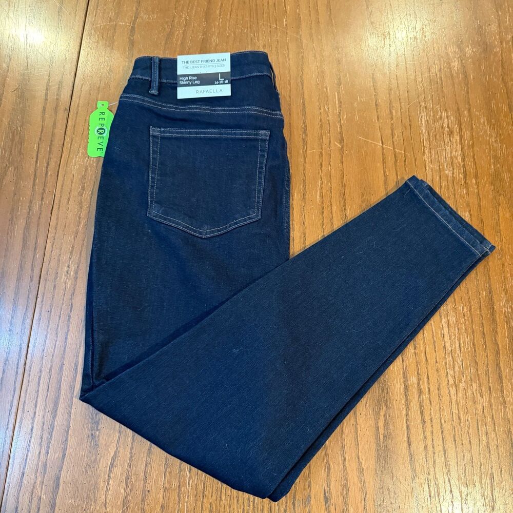 Rafaella High Rise Skinny Jeans Dark Wash Stretch Denim NWT Best Friend Rinse L